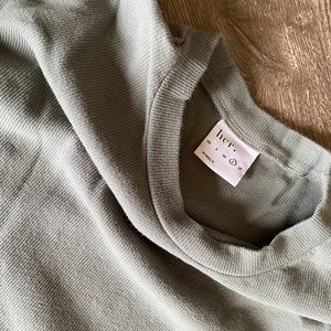 Her Size Large/XL Sea Green Ribbed Oversized Shirt and Biker Short Set